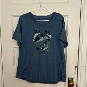 United By Blue, Heathered Blue Logo Tee, W XL